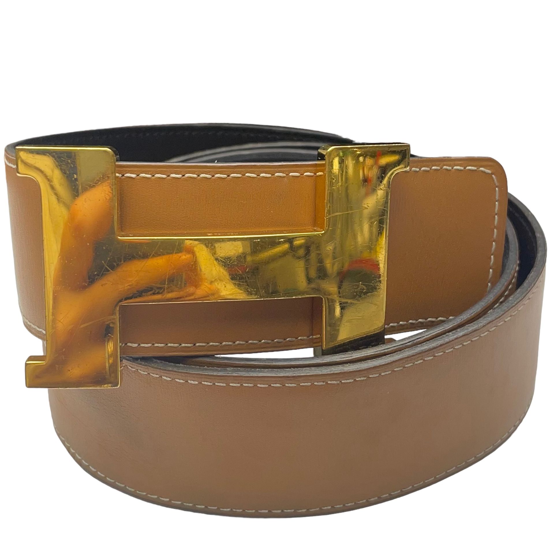 Hermès Belt buckle Hermes model Constance. Reversible leather belt in camel and &hellip;