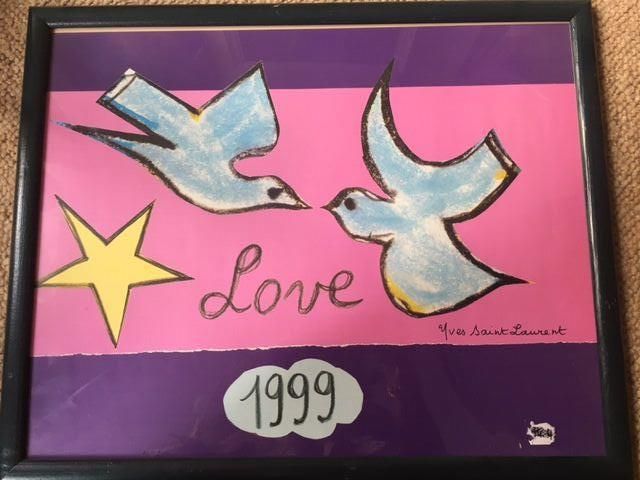Null Deux cartes de voeux Yves Saint Laurent : "love 1994 - (1993)" à décor d'un&hellip;