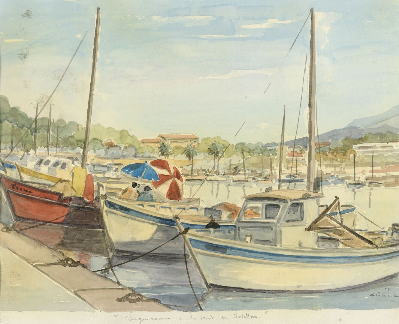 Null 让-路易-卡勒（1938-2003）。

"康卡诺"。在Sarlettes港"。

水彩画，右下方有签名，中央下方有标题，背面有会签和日期2000。
&hellip;
