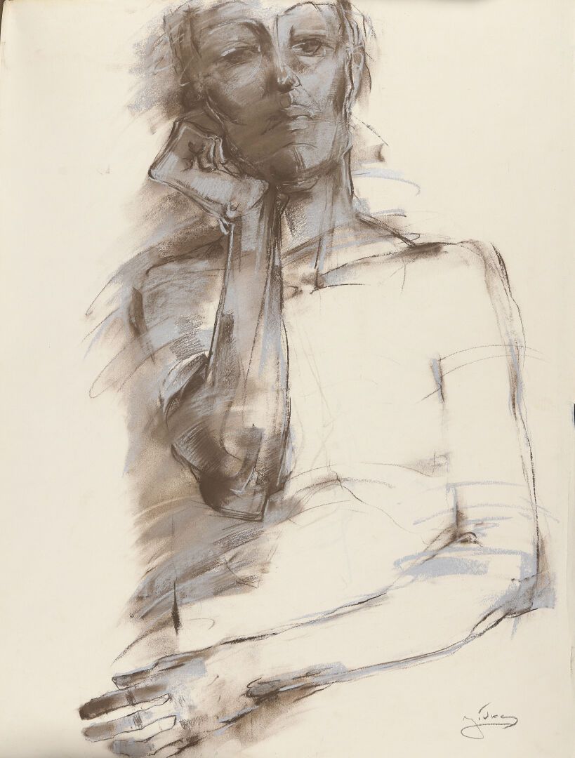 Null JIVKO (1963)

"一个女人的画像

粉彩和彩色铅笔，右下方有签名。

65 x 50厘米