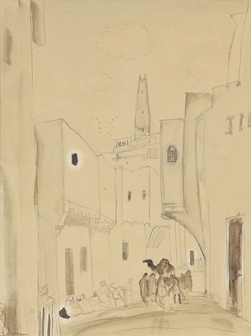 Null Scuola orientale, inizio del 20° secolo

"La Medina

Lavare 

33 x 29 cm