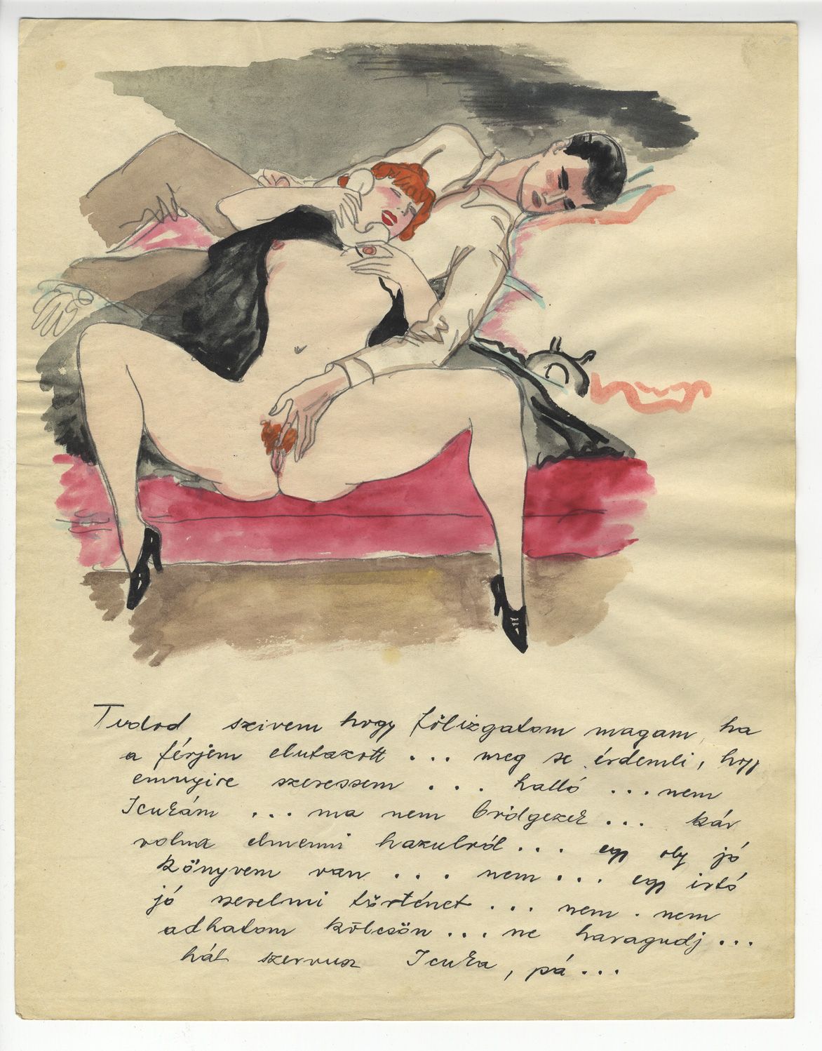 Null 亚历克斯-施凯利（1901-1968）。12个电话对话]，1941年。8幅有标题的墨水和水彩原画（共12幅），包括有插图的封面，30 x 23厘米。