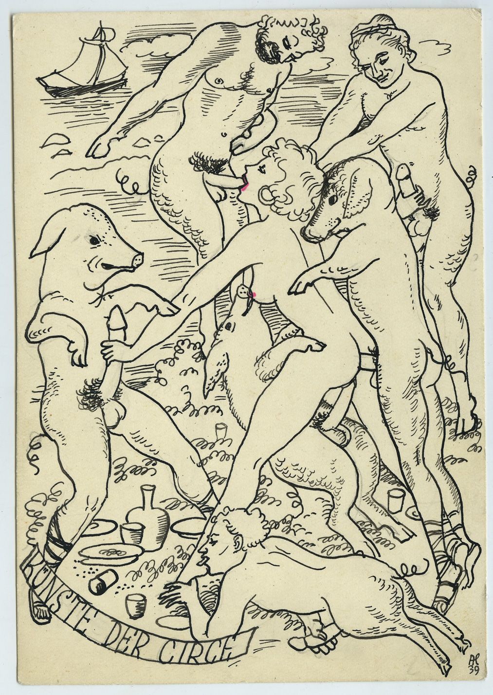 Null 亚历克斯-施凯利（1901-1968）。神话》，1939年。包括标题在内的10幅原始墨水，15 x 10,5厘米。