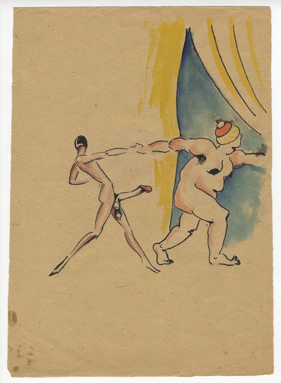 Null 塞尔吉耶-格卢马克（1903-1964）。Ithyphallic场景，约1925年。水彩画，31.6 x 22厘米。克罗地亚艺术家、平面设计师和平面设&hellip;