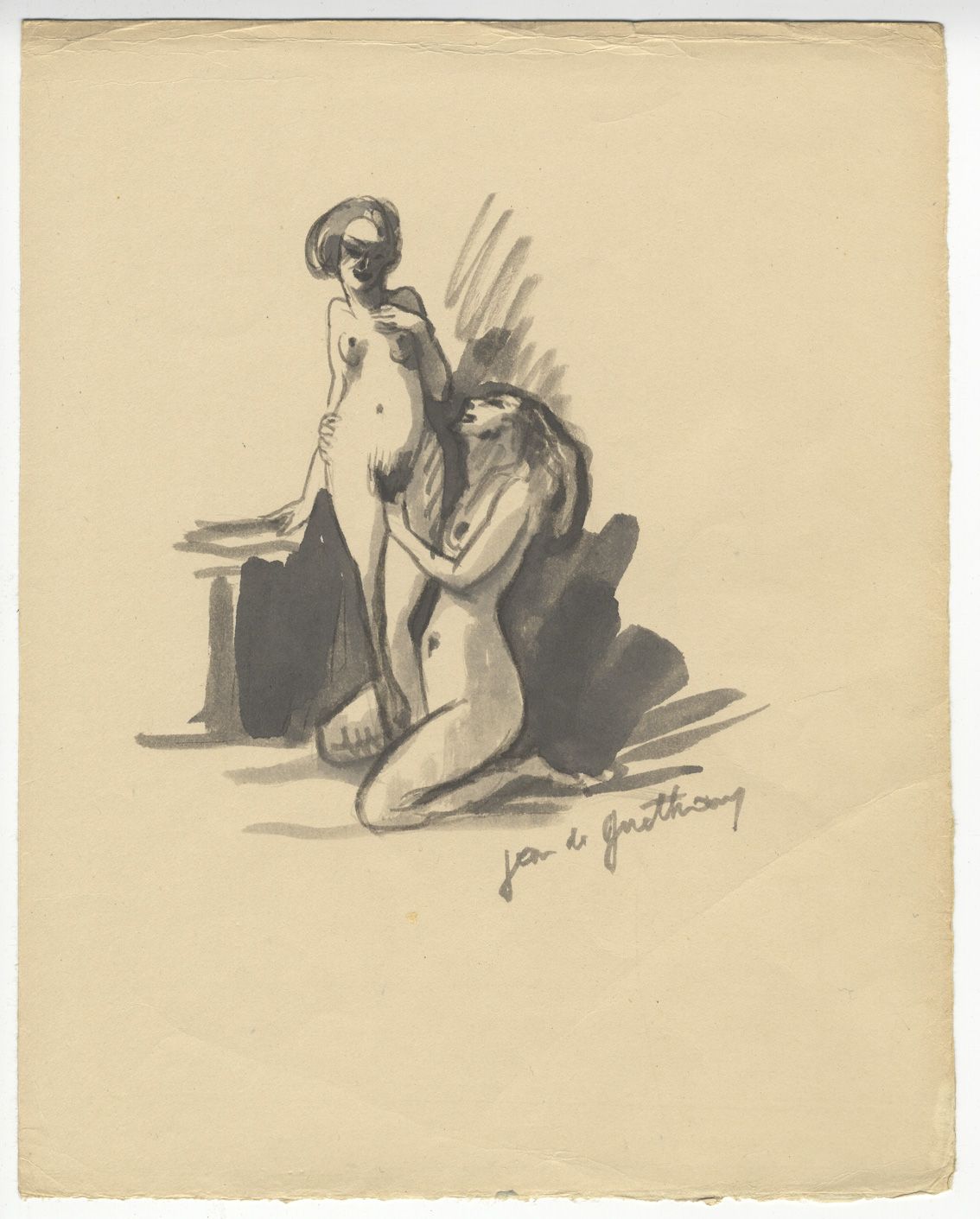 Null Jean-Gabriel DARAGNÈS的4幅原版画作] A. De M. Gamiani ou deux nuits d'excès。附有让-德-&hellip;