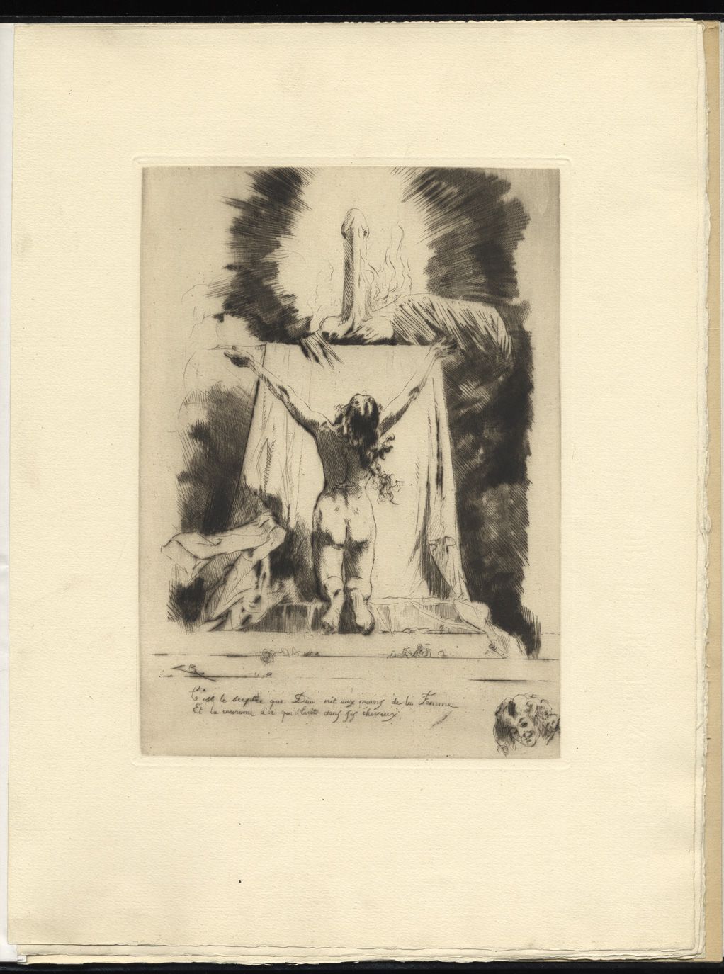 Null Alméry LOBEL-RICHE (1870-1950). Arabeschi intimi. Cartoncino nero moderno, &hellip;