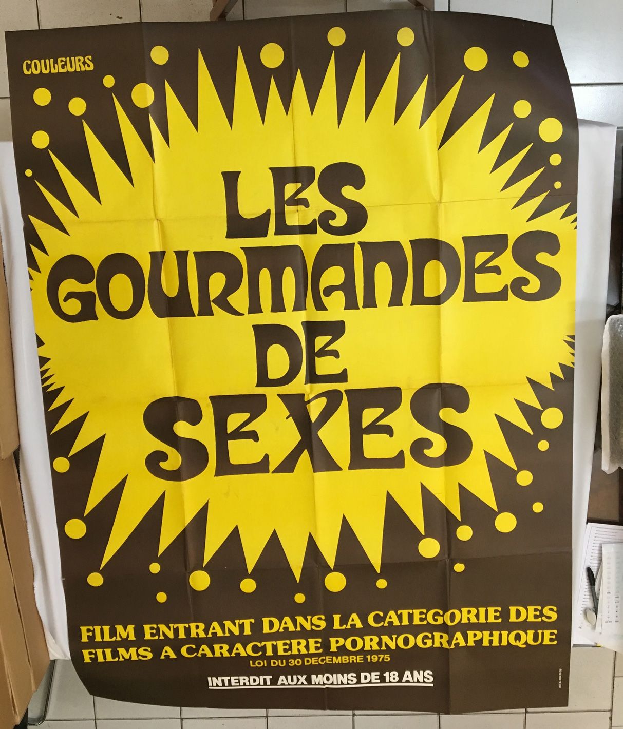 70年代的色情电影，3张海报。Festival de la pornographie, 120 x 160