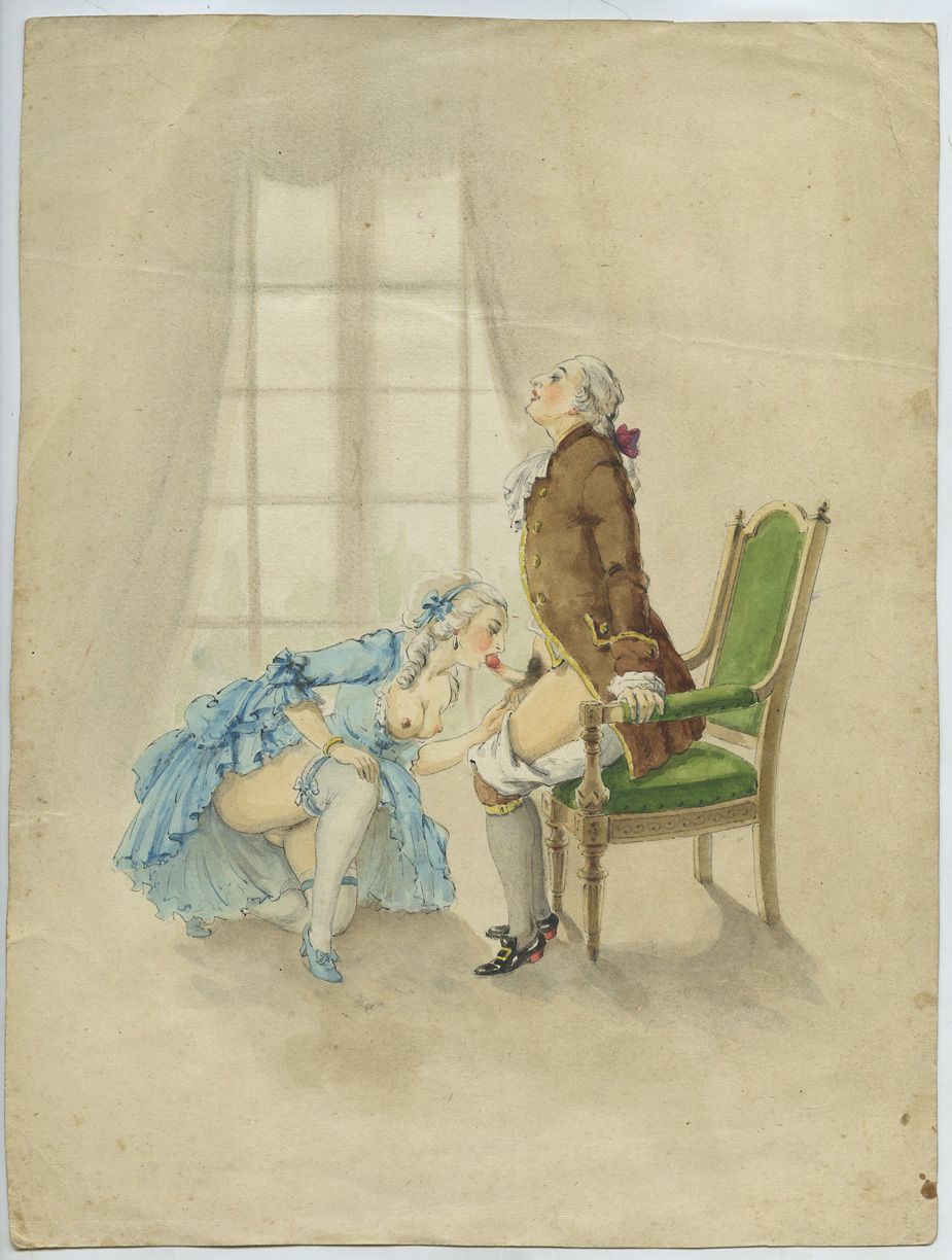 Null Marquis und Marquise, ca. 1900. Original-Aquarell in Farbe, 27,5 x 20,5 cm.