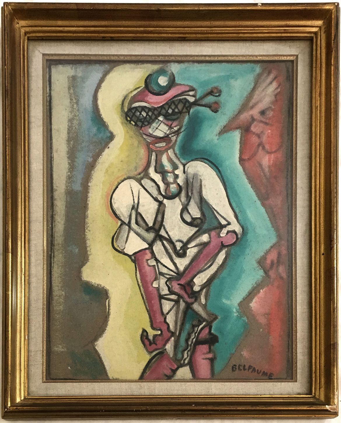 Null 
BELPAUME. Woman with a hat and pink gloves, around 1950. Oil on isorel, 54&hellip;