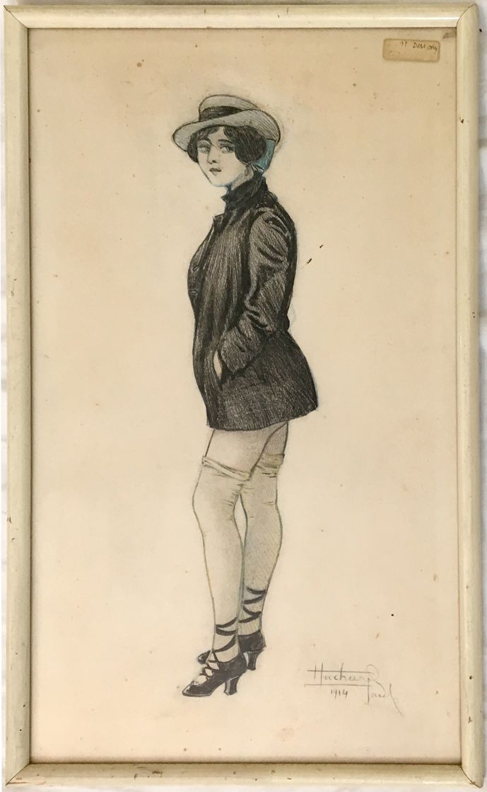 Null Paul HUCHARD.La Garçonne, 1914.水墨和水彩，49 x 29厘米。右下方有签名。