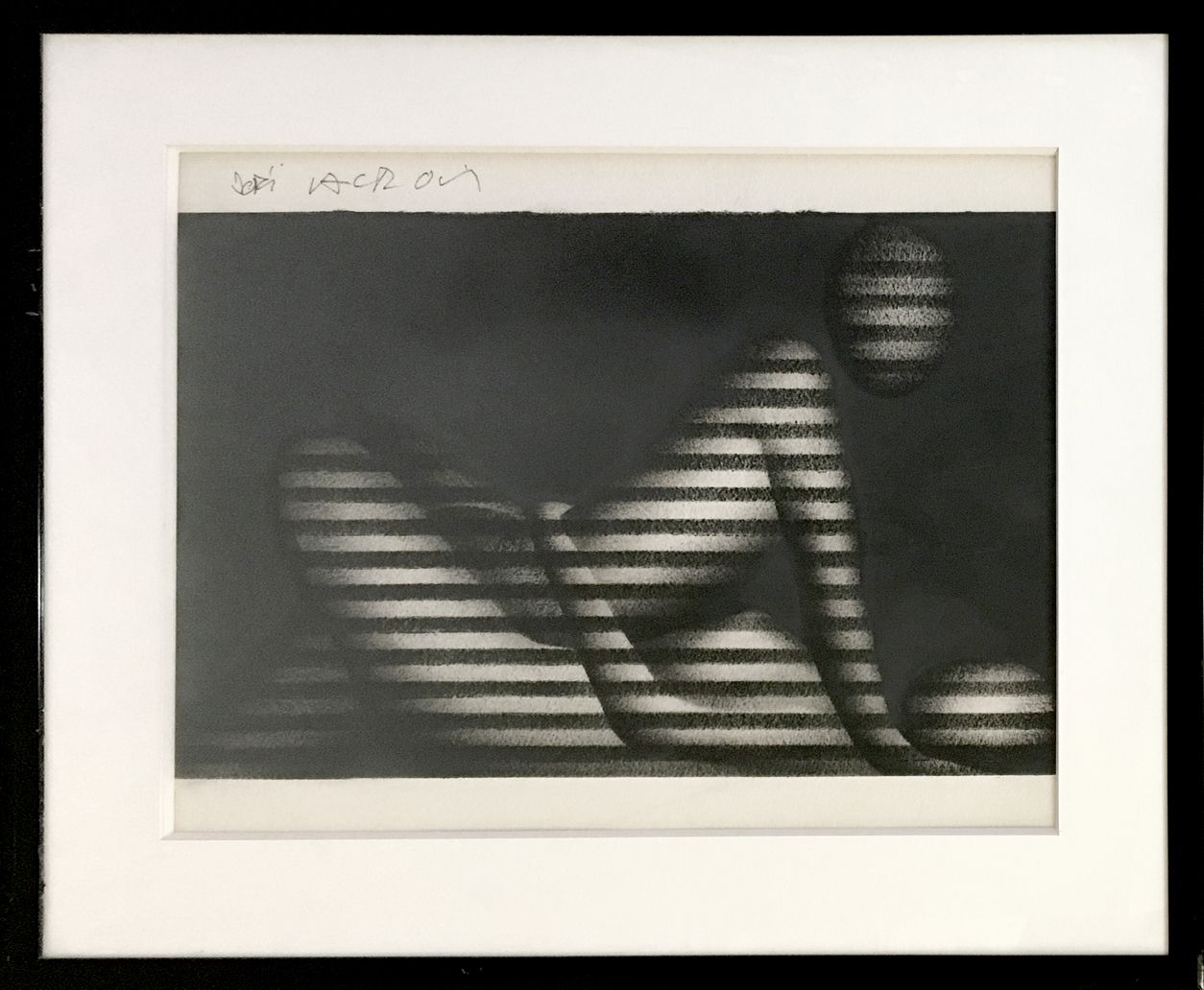 Null 
Joël LACROIX (born in 1931). Couple behind the blinds. Charcoal, 41 x 52 c&hellip;