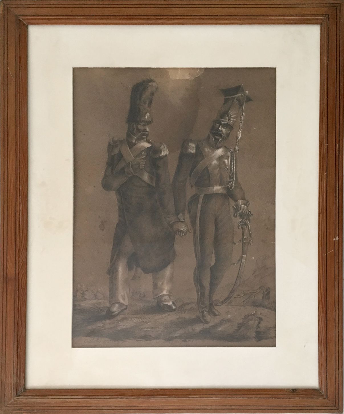 Null 
E. CATHELIN. The Military in Love. Charcoal and white chalk, 40 x 27 cm. S&hellip;
