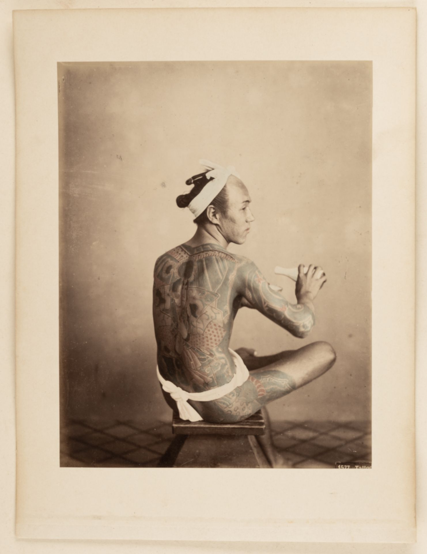 Kimbei KUSAKABE (1841-1934) 
“Tattoo”, homme japonais tatoué, c. 1880 
Tirage al&hellip;