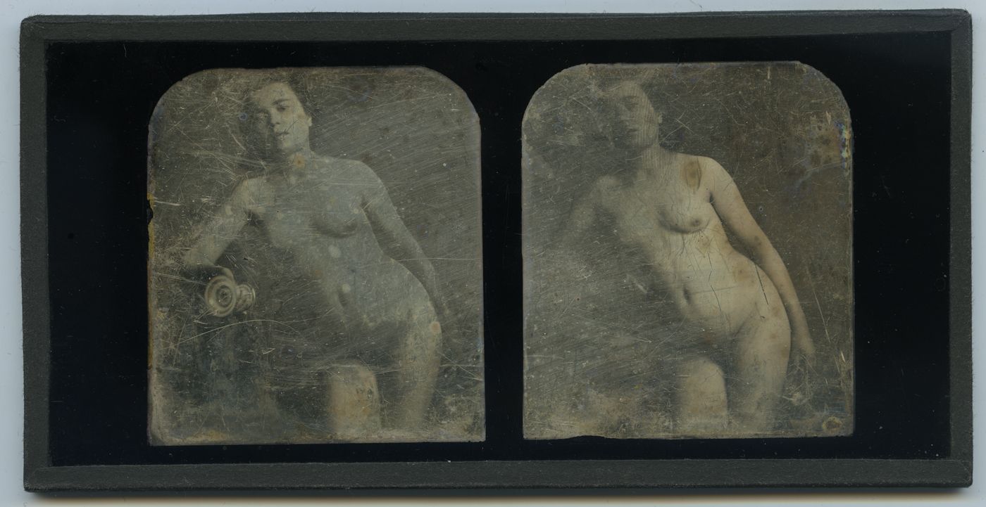 Null 立体达盖尔照相术。Eugène DURIEU (1800-1874)，归属。站在碗里的女性裸体研究，约1850年。立体达盖尔照相术，在1/3或2/6的&hellip;