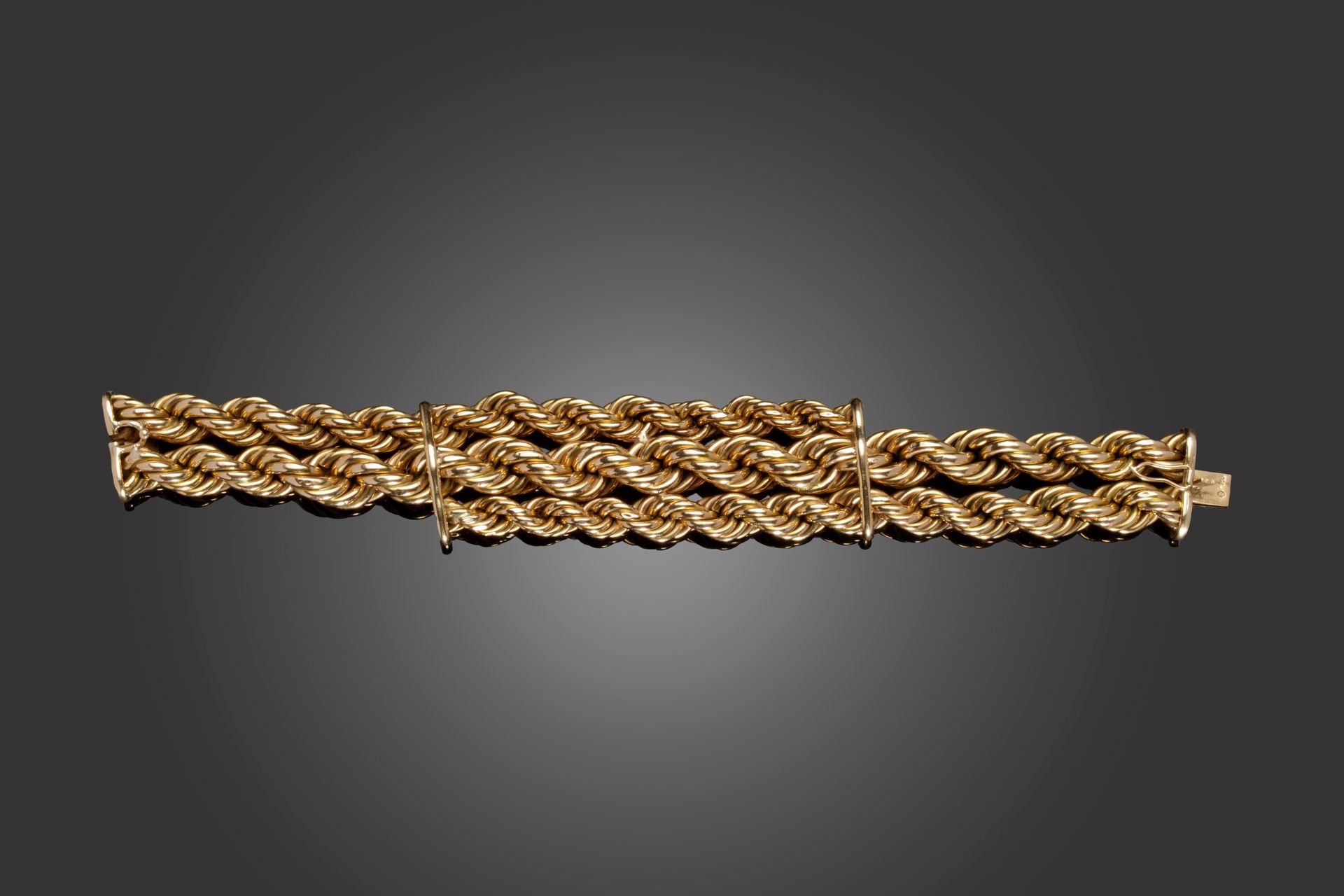 Null Bracelet de mailles Corde en or jaune, 750 MM, longueur 18 cm, vers 1950, p&hellip;