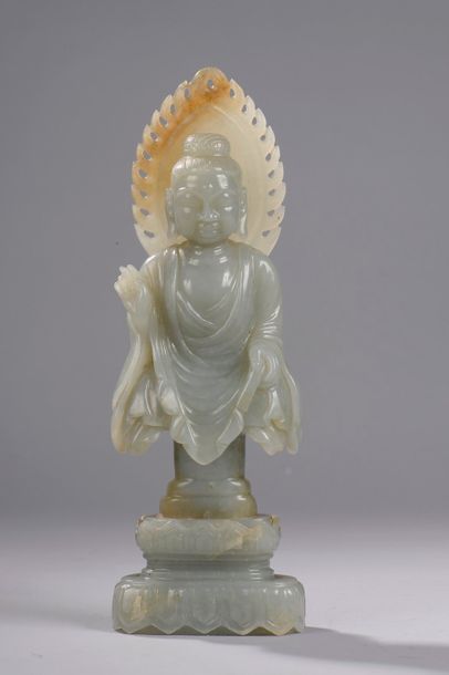 Null Buste de Buddha Sakyamuni au visage quadrangulaire et pommettes arrondies, &hellip;