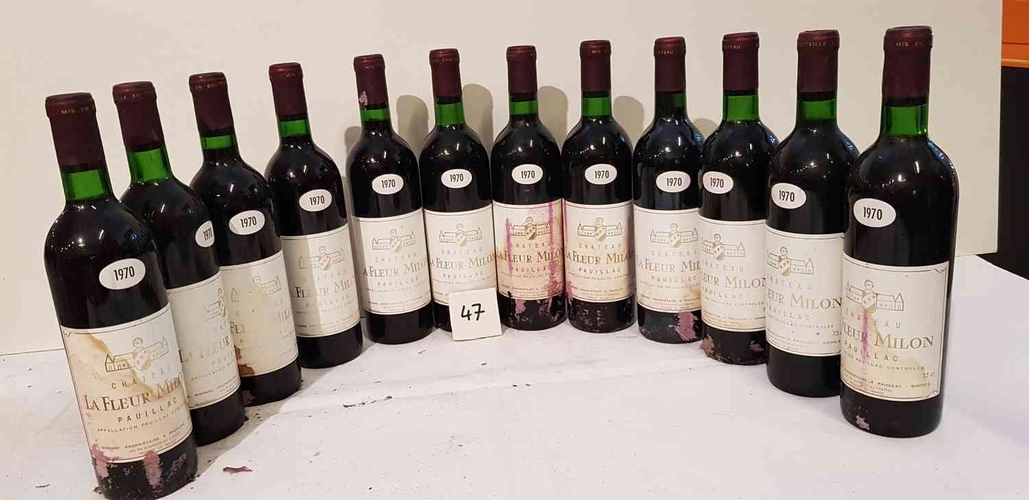 Null 12 bottles château LA FLEUR MILON 1970 PAUILLAC. Perfect presentation and l&hellip;