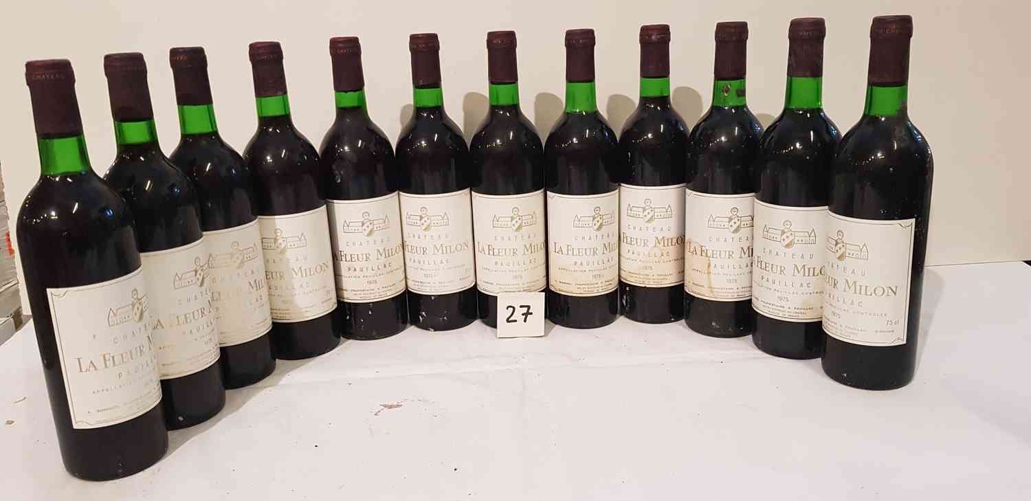 Null 12 bouteilles château LA FLEUR MILON 1975 PAUILLAC.3 étiquettes tachées et &hellip;