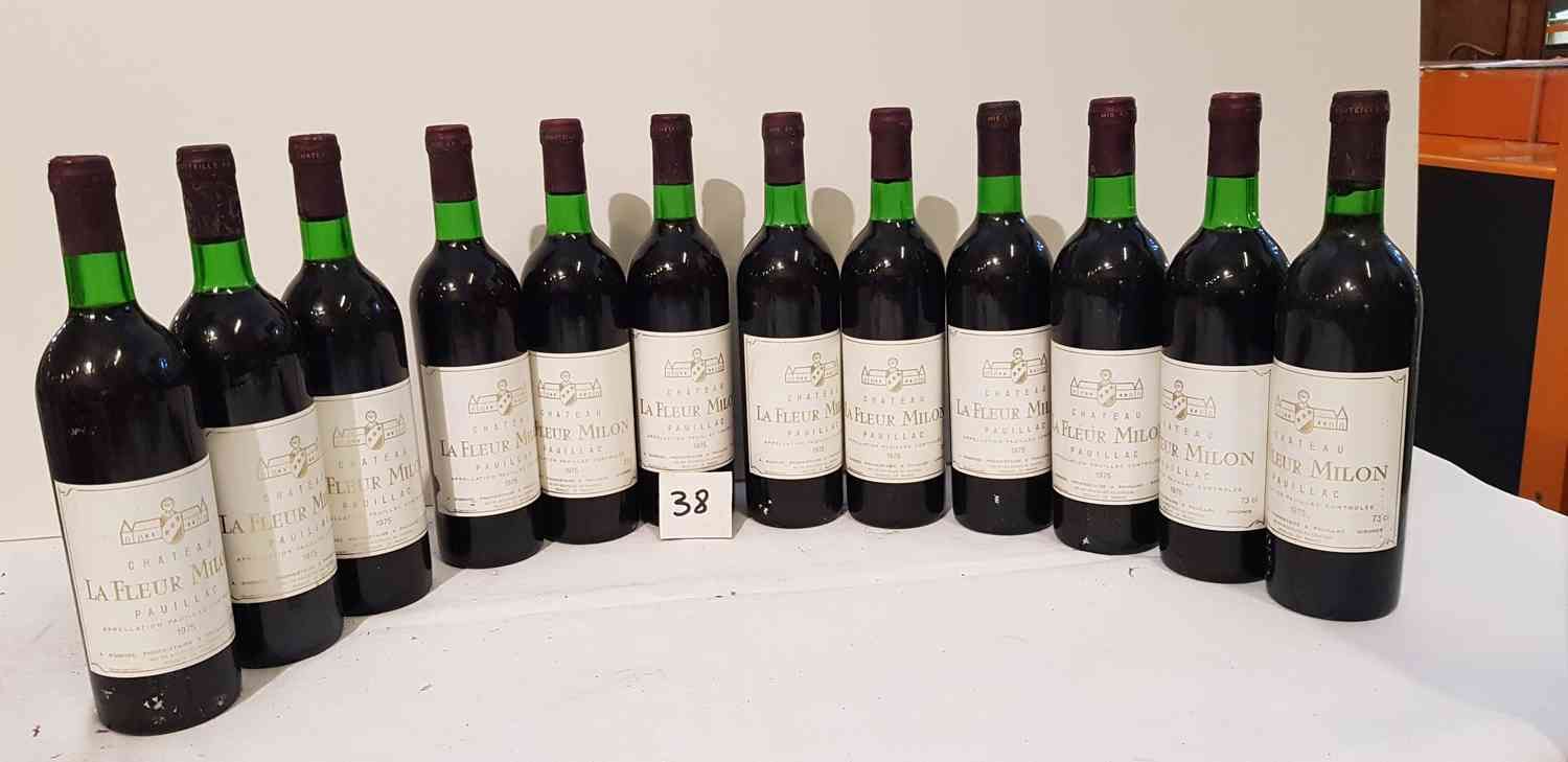 Null 12瓶LA FLEUR MILON 1975 PAUILLAC酒庄的葡萄酒。