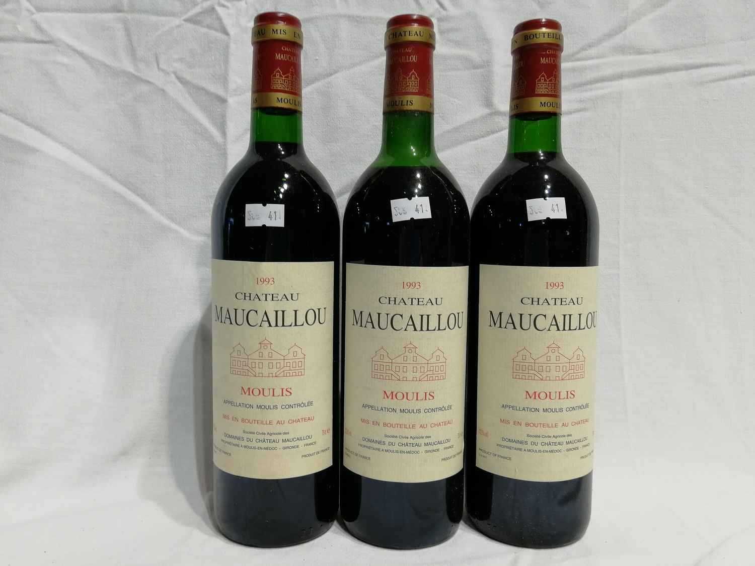Null 3 Bottles Château MAUCAILLOU 1993 MOULIS