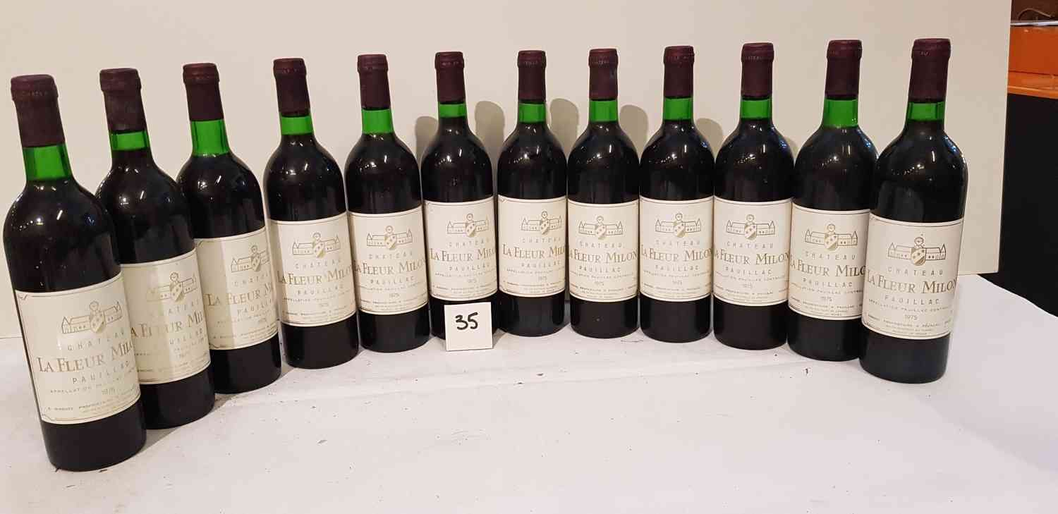 Null 12瓶LA FLEUR MILON 1975 PAUILLAC酒庄的葡萄酒。