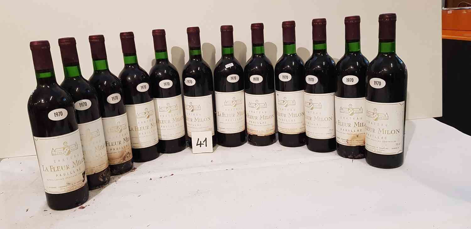 Null 12 bottles château LA FLEUR MILON 1970 PAUILLAC. 6 stained labels. Perfect &hellip;