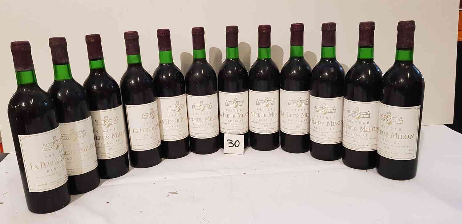 Null 12 Flaschen von Château LA FLEUR MILON 1975 PAUILLAC.