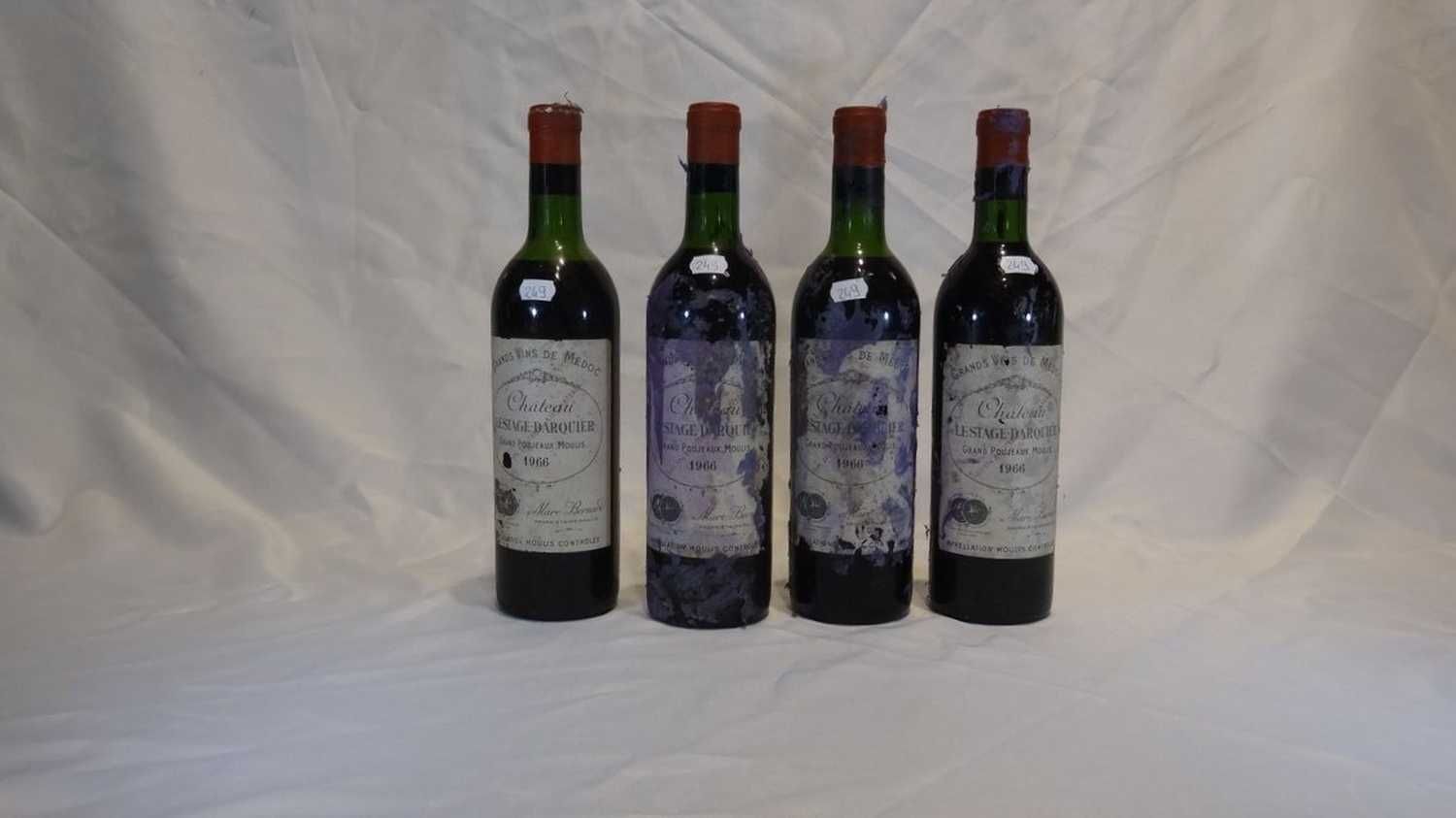 Null 4 Bottles CHÂTEAU LESTAGE DARQUIER grand poujeaux moulis 1966 - 2 Bottles h&hellip;