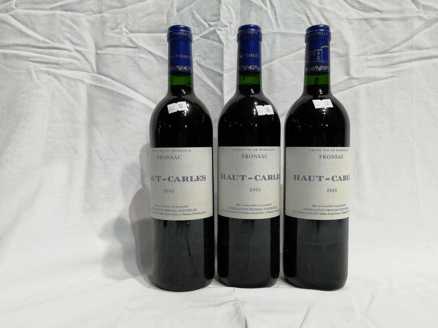 Null 3 Bottles Château HAUT-CARLES 2003 FRONSAC