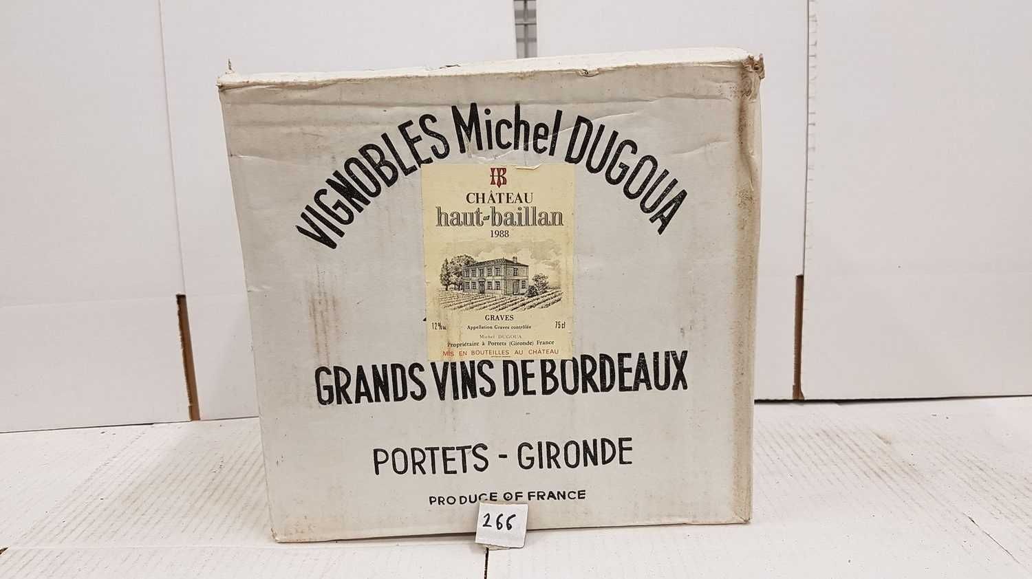 Null 12 bottles Château HAUT BAILLAN 1988 Graves white. Unopened original box.