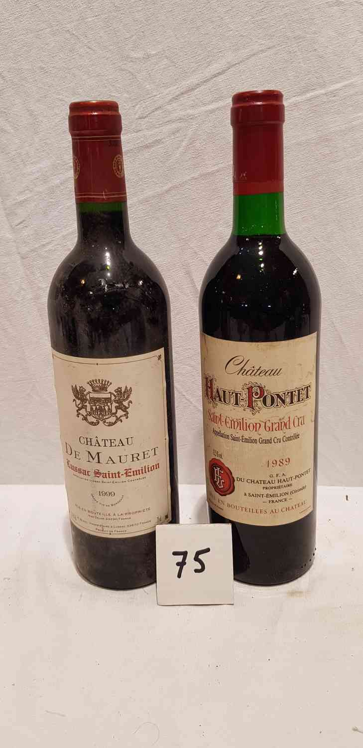 Null lote de 2 botellas incluyendo 1 botella château HAUT PONTET 1989 SAINT EMIL&hellip;