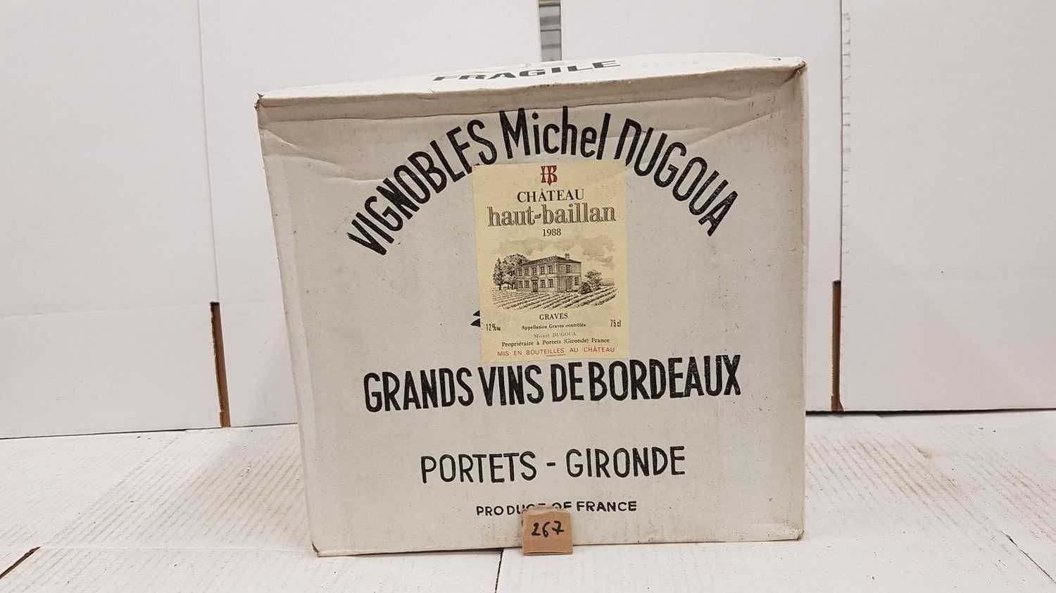 Null 12 Flaschen Château HAUT BAILLAN 1988 Graves weiß. Ungeöffneter Originalkar&hellip;