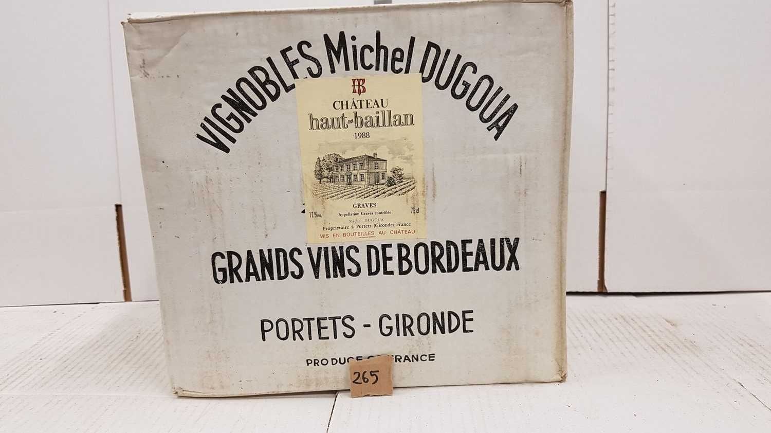 Null 12 botellas Château HAUT BAILLAN 1988 Graves blanco. Caja original sin abri&hellip;