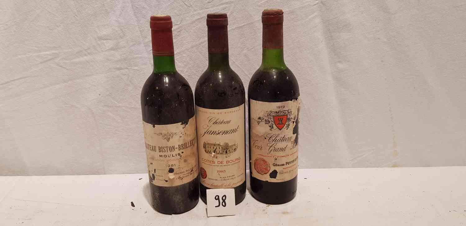 Null Lot de 3 bouteilles dont une bouteille château BISTON BRILETTE 1981 MOULIS,&hellip;