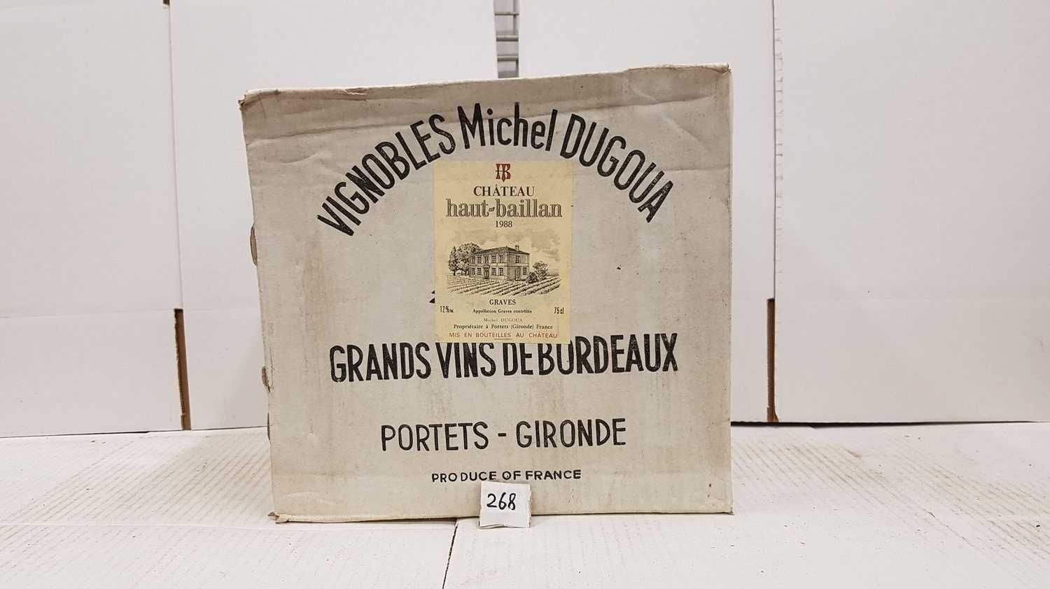 Null 12 Flaschen Château HAUT BAILLAN 1988 Graves weiß. Ungeöffneter Originalkar&hellip;