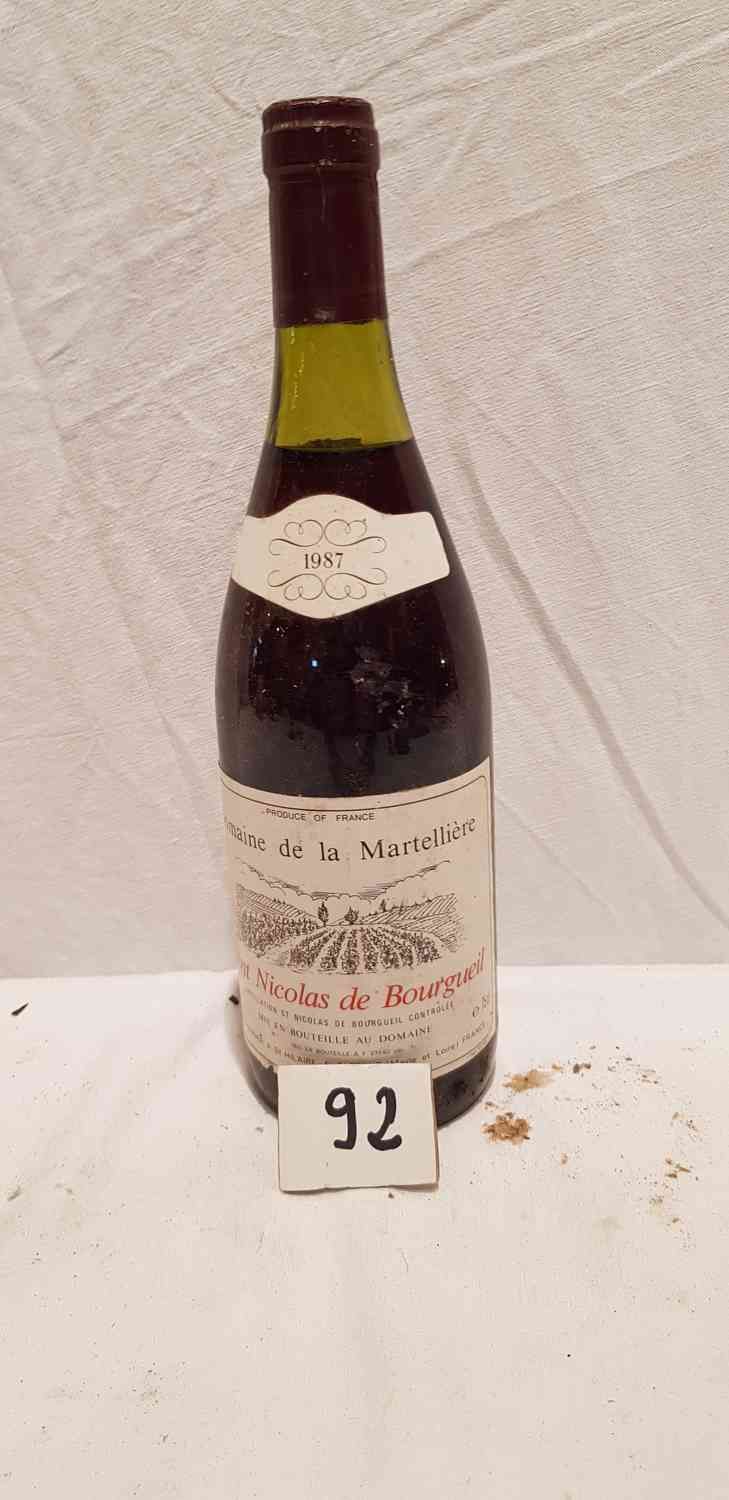 Null 1 Flasche DOMAINE DE LA MARTELLIERE 1987 SAINT NICOLAS DE BOURGUEIL. Gute P&hellip;