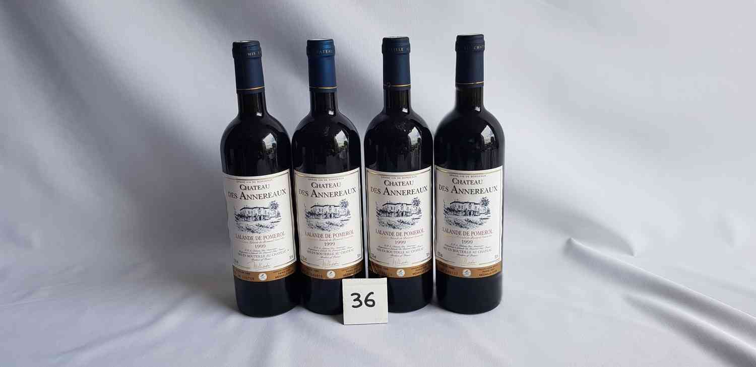 Null 4 botellas château DES ANNEREAUX 1999. LALANDE DE POMEROL. Medalla de oro e&hellip;