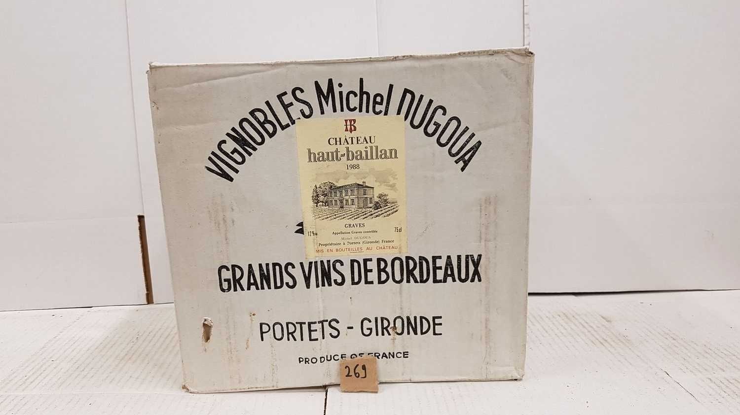 Null 12 botellas Château HAUT BAILLAN 1988 Graves blanco. Caja original sin abri&hellip;