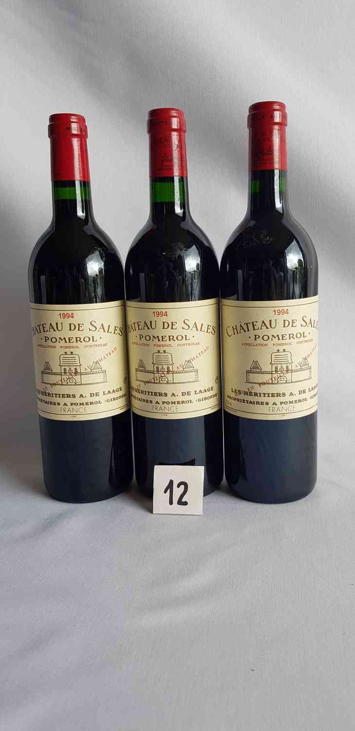 Null 3 bouteilles château DE SALES 1994. POMEROL. Présentation parfaite.