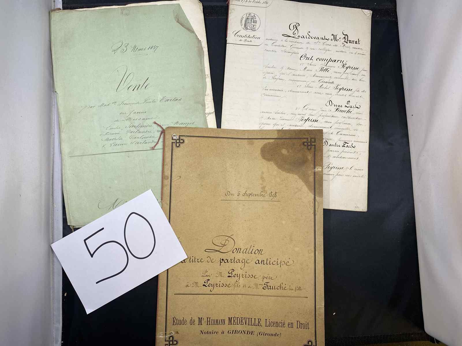 Null 位于吉伦特省的一批公证档案，共三束。 1857年3月23日，Francoise Emilie Tartas为圣菲利克斯-德-冯考德的Bontet领地的&hellip;