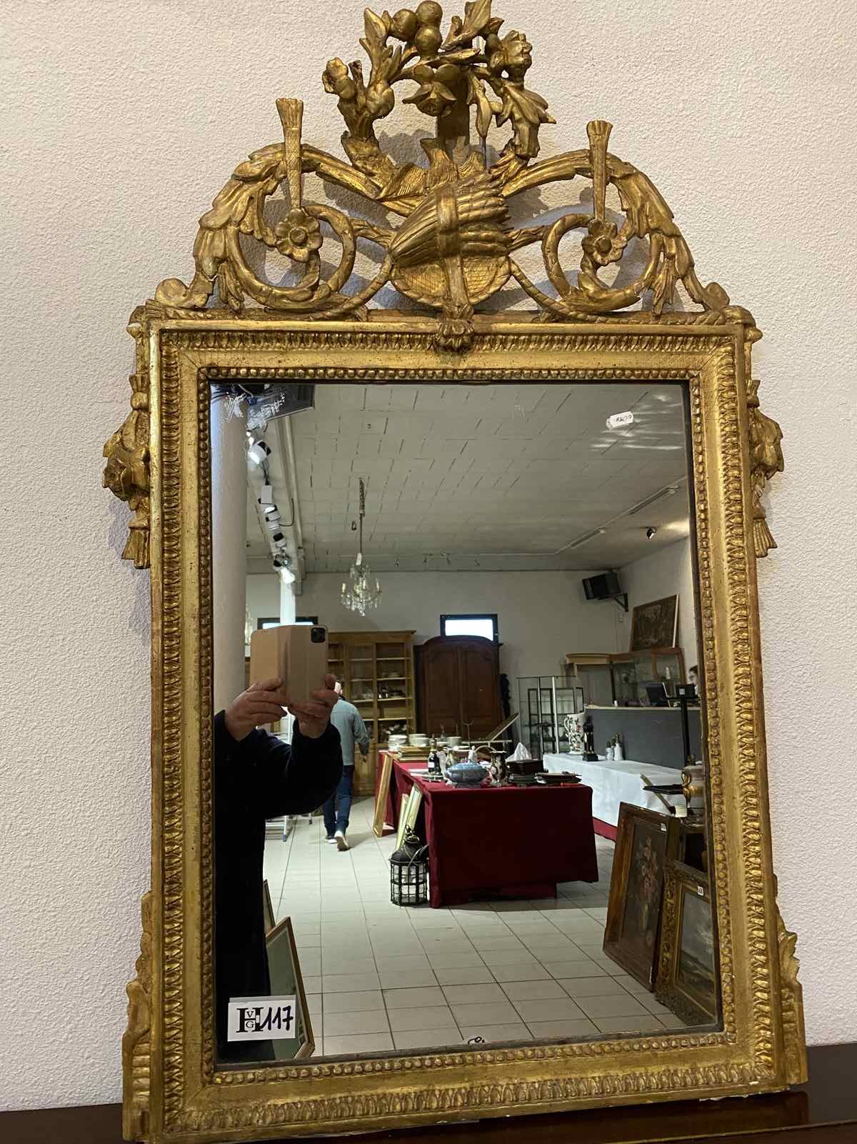 Mise à prix 300 € Specchio Luigi XVI dorato con foglia d'oro - leggero incidente&hellip;