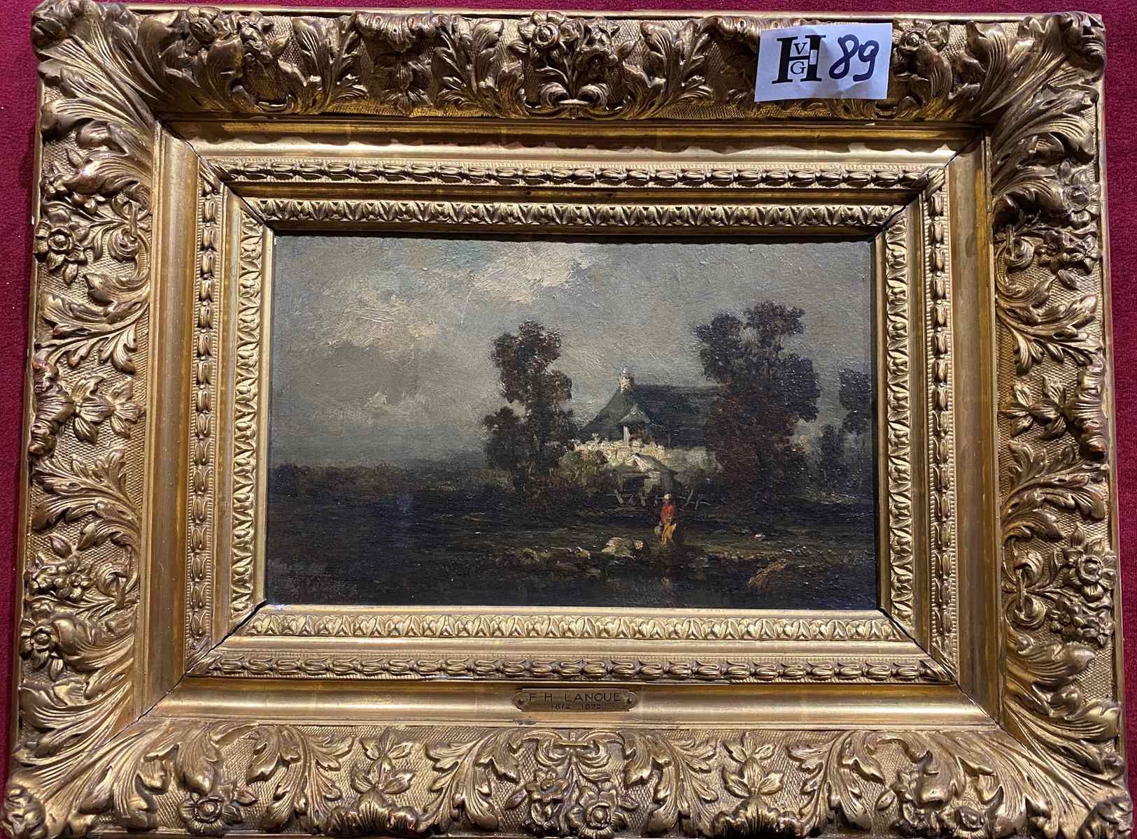 Mise à prix 500 € 
1 Oil on panel "Landscape" signed Felix-Hippolyte LANOUE - 18&hellip;