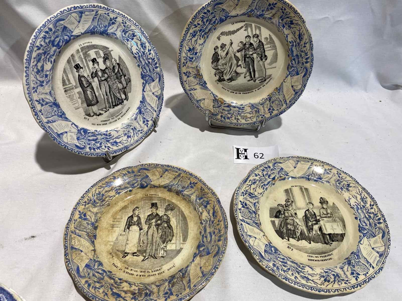 Null 4 Talking plates in Creil Montereau earthenware - 2 in good condition and 2&hellip;
