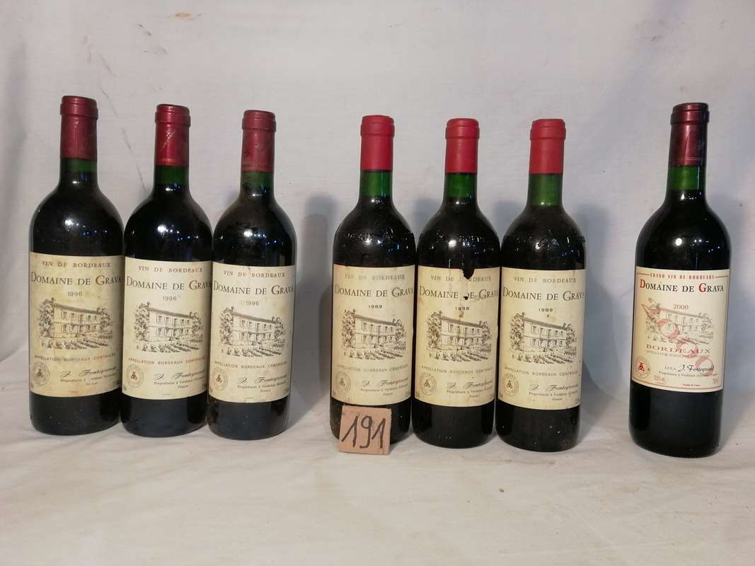 Null Batch of bottles DOMAINE DE GRAVA including 3 bottles 1989 + 3 bottles 1996&hellip;