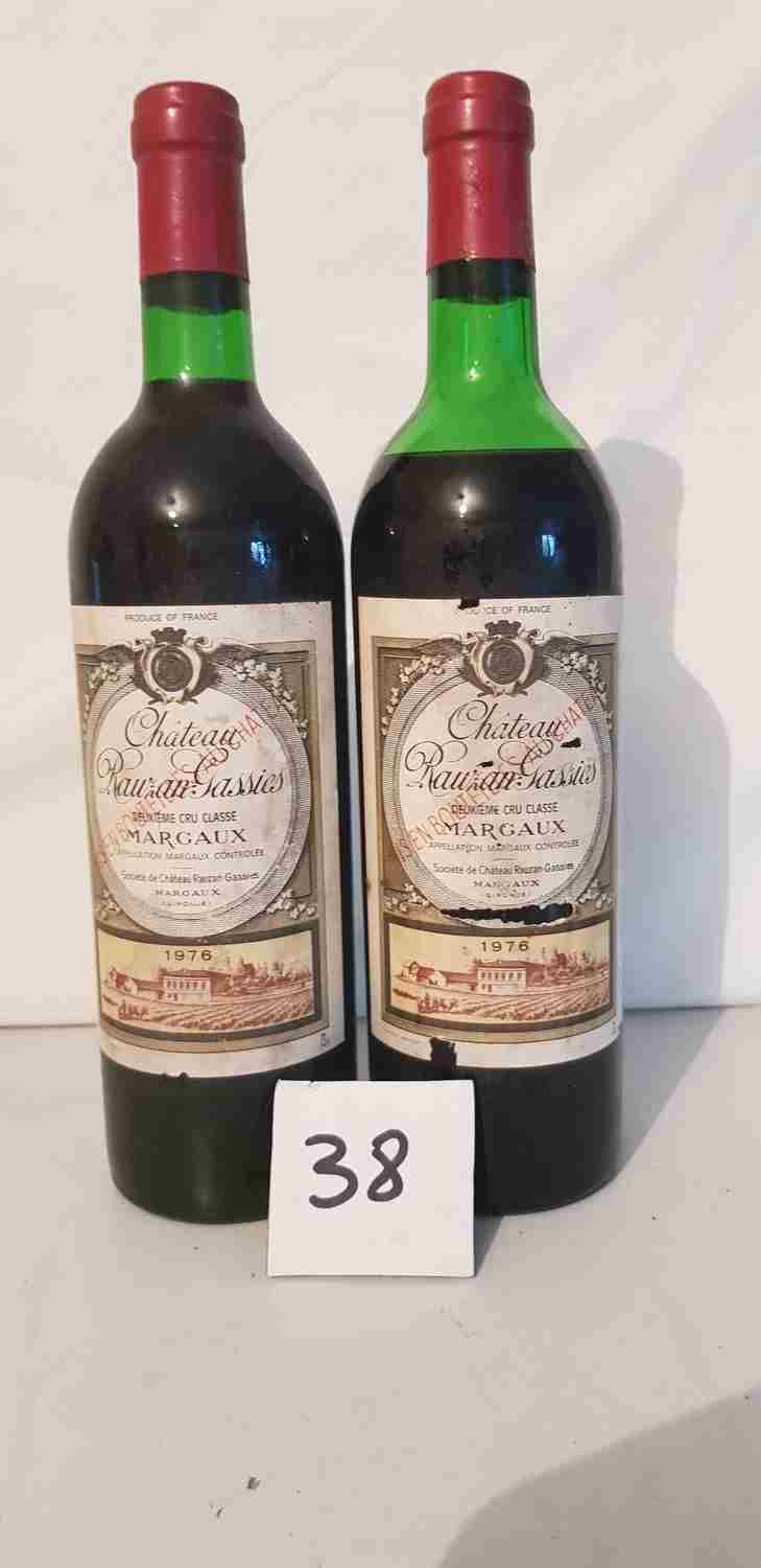 Null 2 bouteilles château RAUZAN GASSIES 1976 MARGAUX 2°GCC. 1 Etiquette déchiré&hellip;