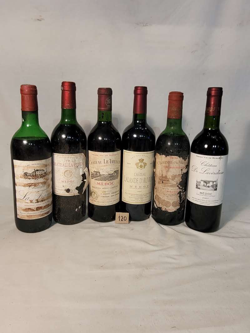 Null Lot of 6 bottles including 1 bottle CHÂTEAU LA CLEDE 1989 MEDOC and 1 bottl&hellip;