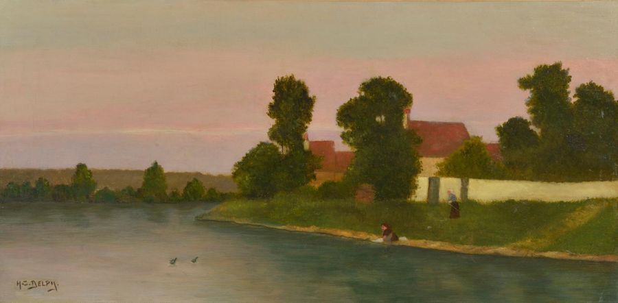 Null École française du XIXe siècle.
Lavandière au bord de la rivière.
Huile sur&hellip;