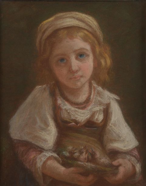 Null École du XIXe siècle.
Petite fille aux yeux bleus à la blouse blanche.
Past&hellip;