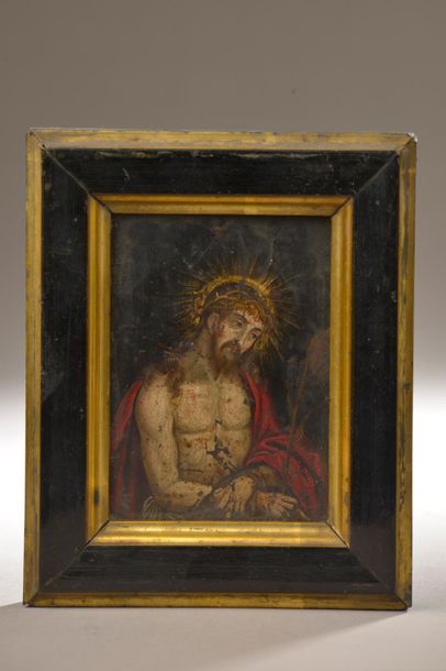 Null École flamande du XVII siècle.
Christ aux liens.
Huile sur cuivre (petits m&hellip;