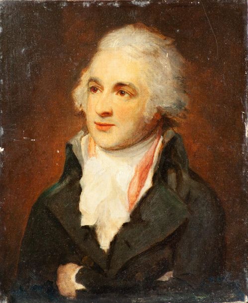 Null Attribué à Lemuel Francis ABBOTT (1760-1803) .
Portrait d'homme.
Toile cont&hellip;